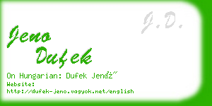 jeno dufek business card